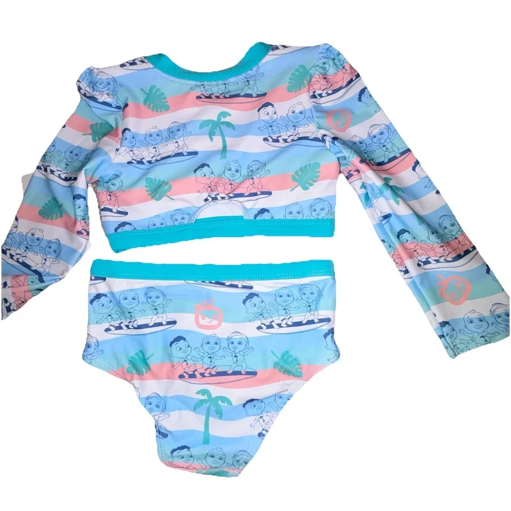 Cocomelon 2-piece Long‎ Sleeve Rashguard swimsuit Swim lessons UPF 50+  3T